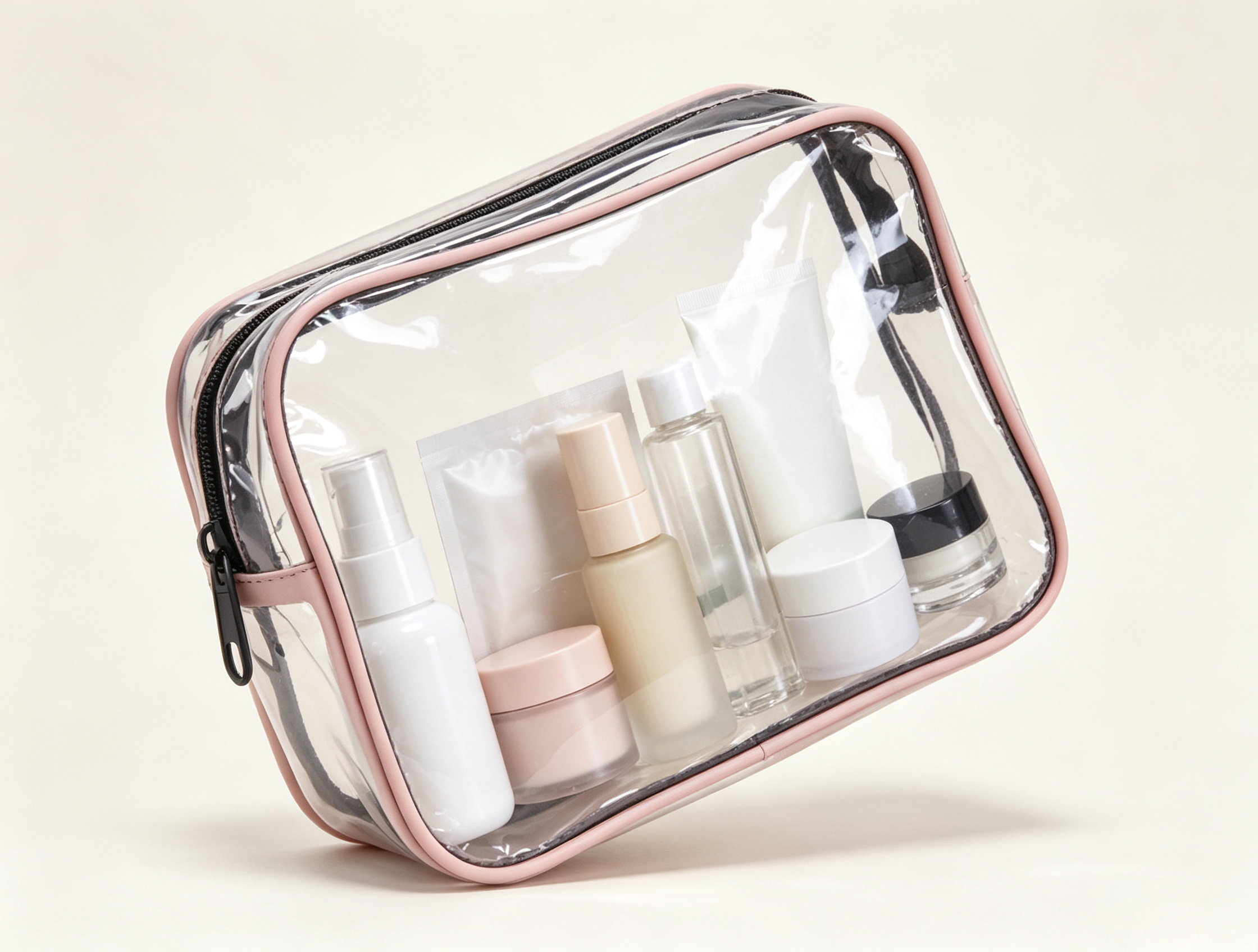 Large capacity Clear Portable toiletry cosmetic bag for makeup storage travel daily use